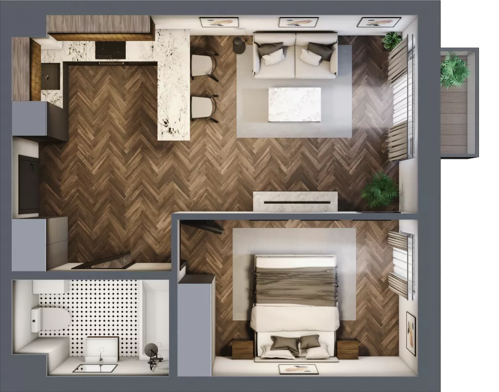2 pokoje, mieszkanie 42,12 m², piętro 2, oferta nr A15, Augustówka Residence, Warszawa, Mokotów, Augustówka, ul. Kostrzyńska 18