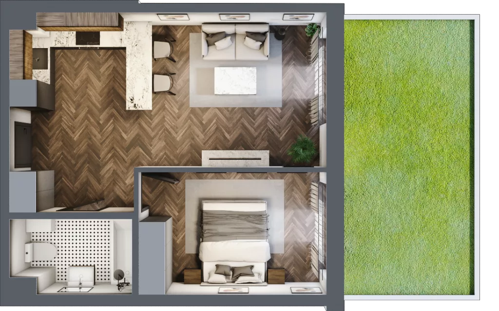 2 pokoje, mieszkanie 42,12 m², parter, oferta nr A29, Augustówka Residence, Warszawa, Mokotów, Augustówka, ul. Kostrzyńska 18