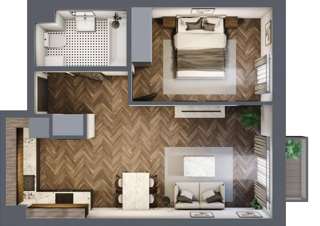 2 pokoje, mieszkanie 43,91 m², piętro 1, oferta nr A31, Augustówka Residence, Warszawa, Mokotów, Augustówka, ul. Kostrzyńska 18