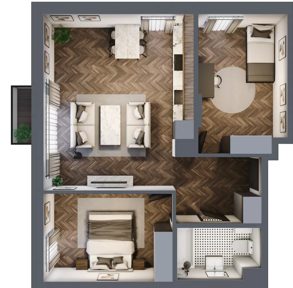 3 pokoje, mieszkanie 60,82 m², piętro 1, oferta nr A36, Augustówka Residence, Warszawa, Mokotów, Augustówka, ul. Kostrzyńska 18