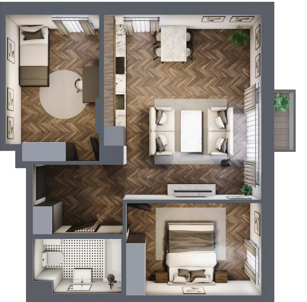 3 pokoje, mieszkanie 60,82 m², piętro 1, oferta nr A37, Augustówka Residence, Warszawa, Mokotów, Augustówka, ul. Kostrzyńska 18