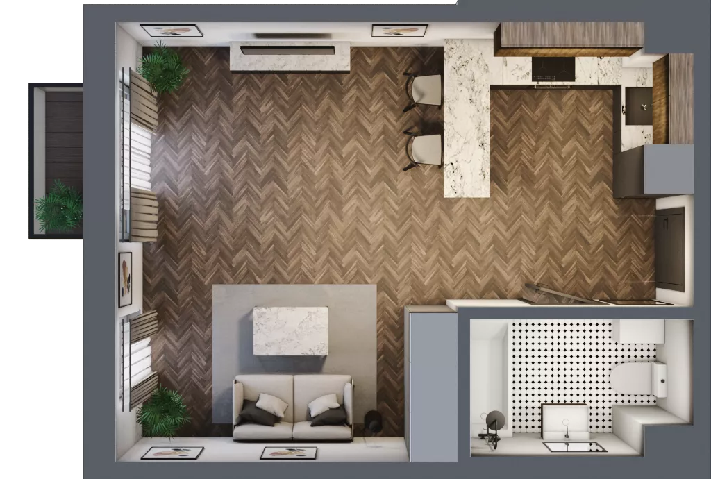 1 pokój, mieszkanie 36,13 m², piętro 2, oferta nr A43, Augustówka Residence, Warszawa, Mokotów, Augustówka, ul. Kostrzyńska 18