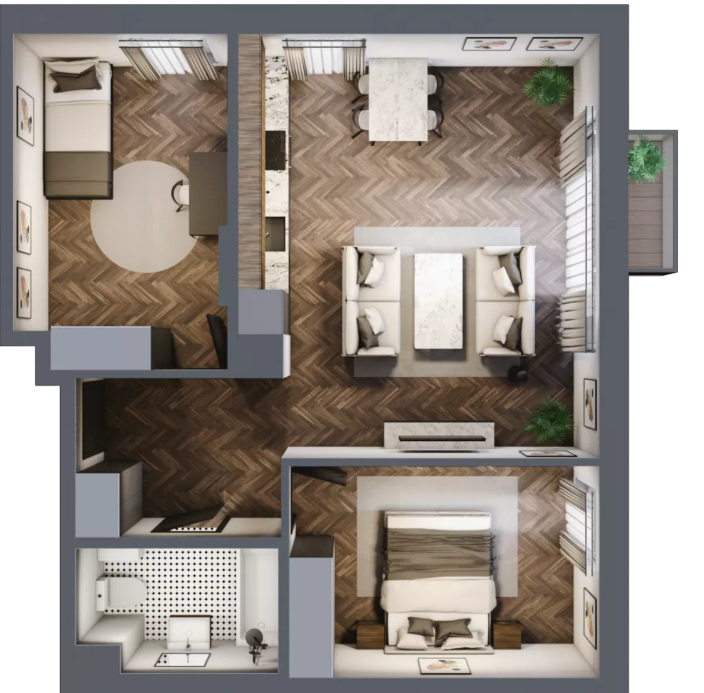 3 pokoje, mieszkanie 60,82 m², piętro 2, oferta nr A46, Augustówka Residence, Warszawa, Mokotów, Augustówka, ul. Kostrzyńska 18