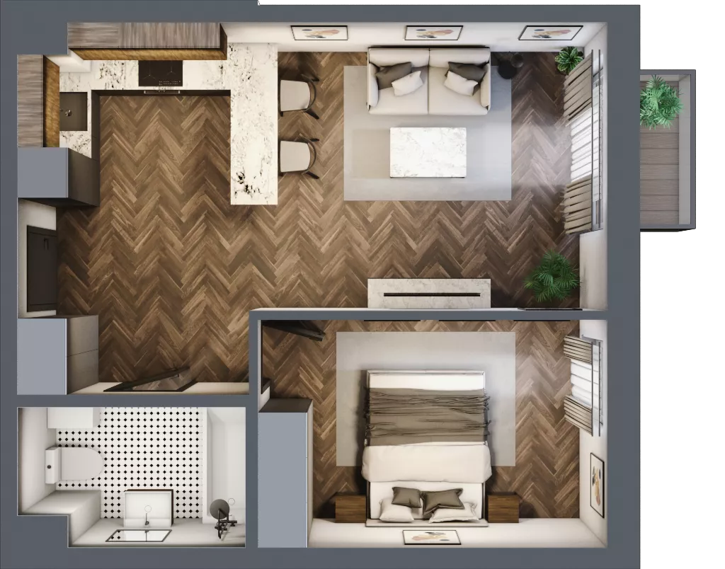 2 pokoje, mieszkanie 42,12 m², piętro 2, oferta nr A47, Augustówka Residence, Warszawa, Mokotów, Augustówka, ul. Kostrzyńska 18