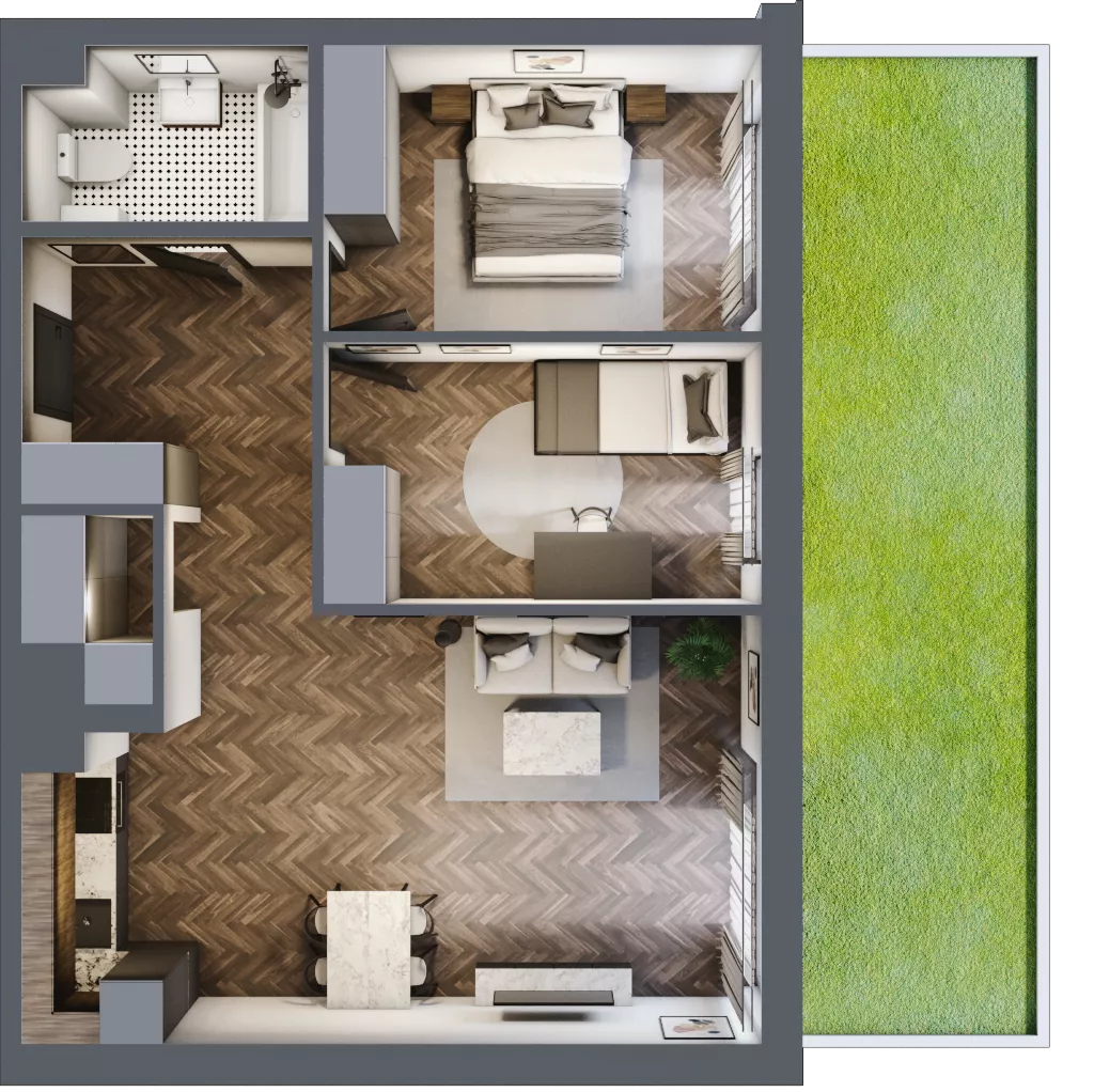 3 pokoje, mieszkanie 62,91 m², parter, oferta nr B1, Augustówka Residence, Warszawa, Mokotów, Augustówka, ul. Kostrzyńska 18
