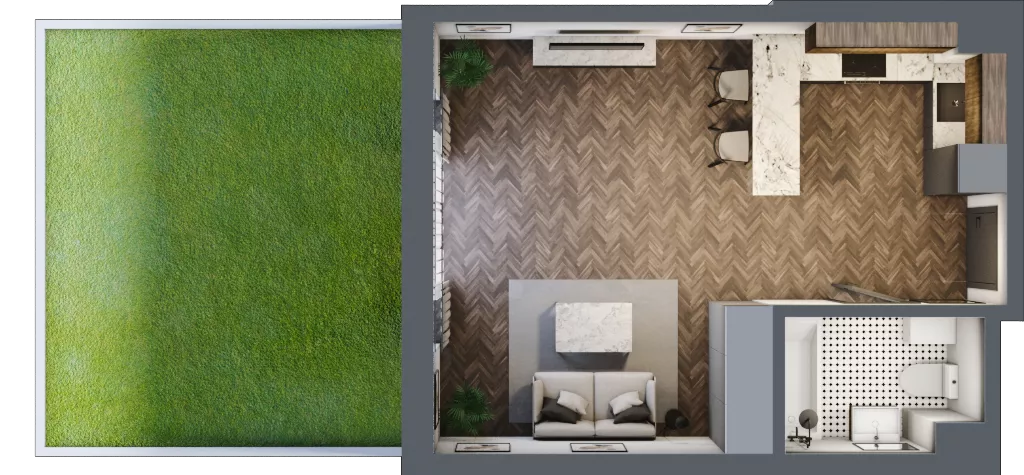 1 pokój, mieszkanie 35,43 m², parter, oferta nr B3, Augustówka Residence, Warszawa, Mokotów, Augustówka, ul. Kostrzyńska 18