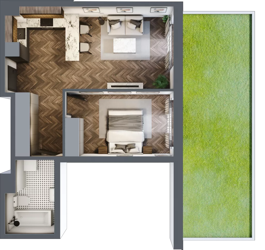 2 pokoje, mieszkanie 47,37 m², parter, oferta nr B7, Augustówka Residence, Warszawa, Mokotów, Augustówka, ul. Kostrzyńska 18