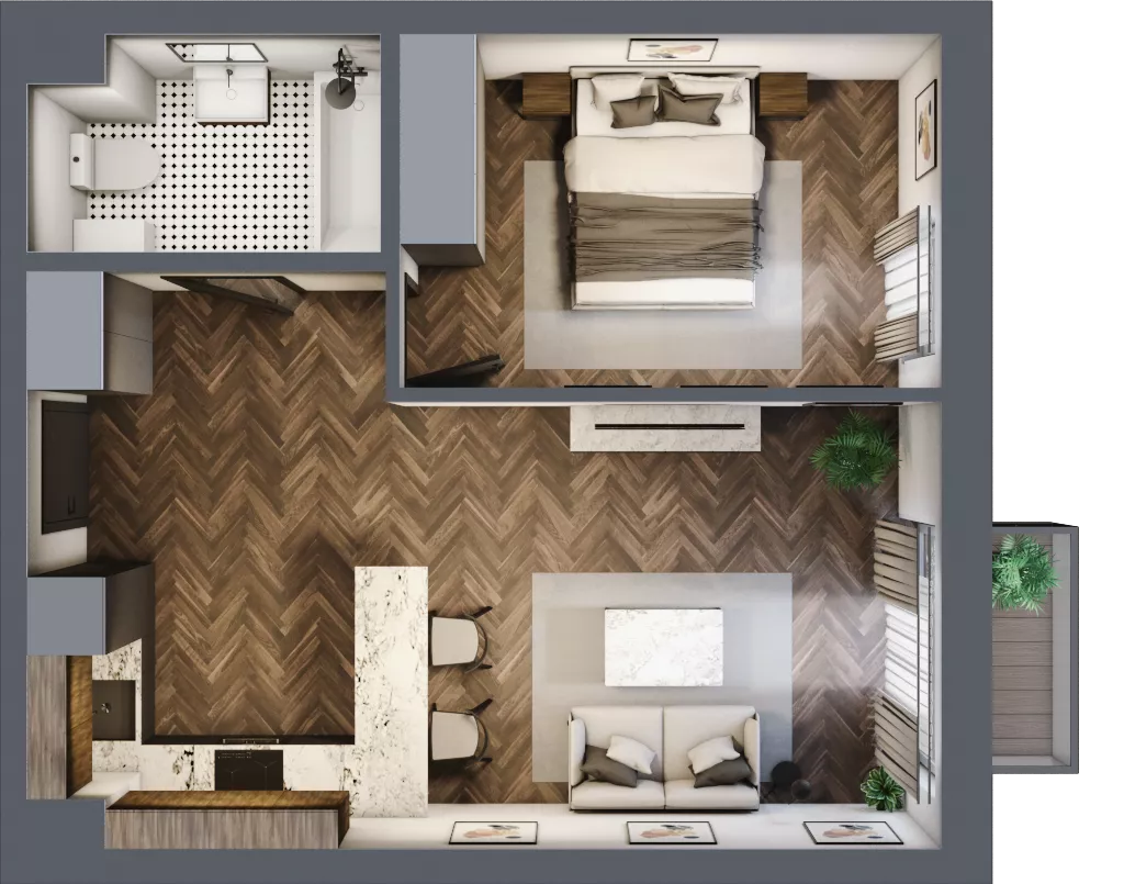 2 pokoje, mieszkanie 42,12 m², piętro 1, oferta nr B8, Augustówka Residence, Warszawa, Mokotów, Augustówka, ul. Kostrzyńska 18