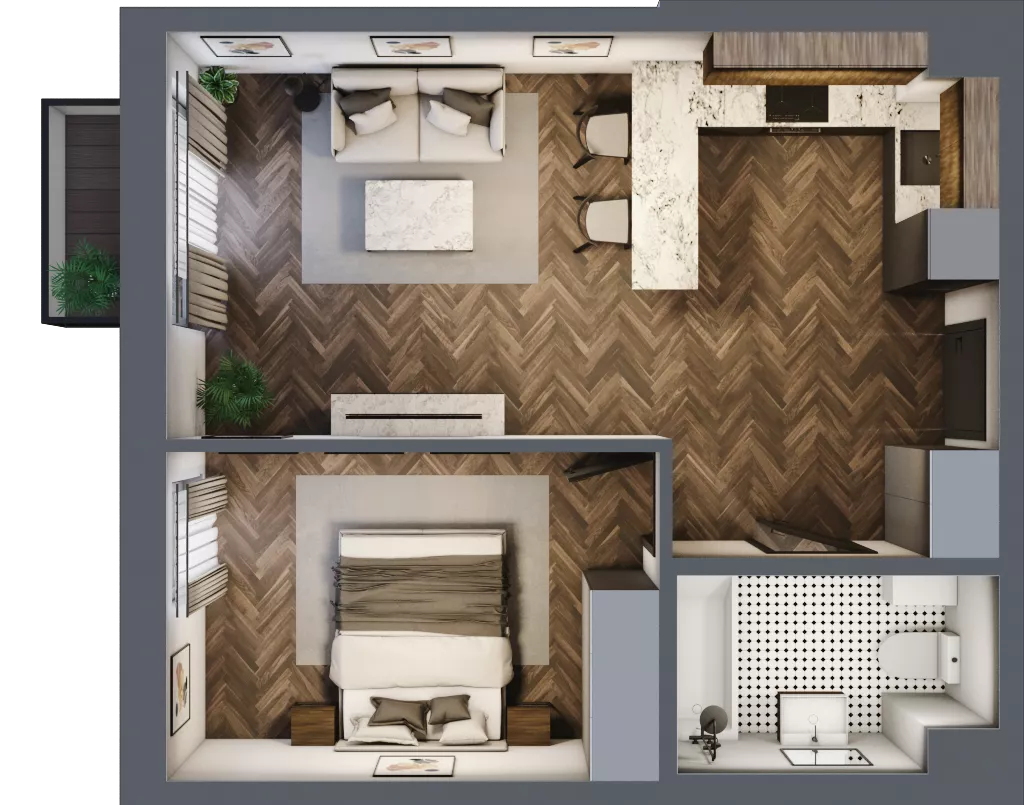 2 pokoje, mieszkanie 42,37 m², piętro 2, oferta nr B19, Augustówka Residence, Warszawa, Mokotów, Augustówka, ul. Kostrzyńska 18