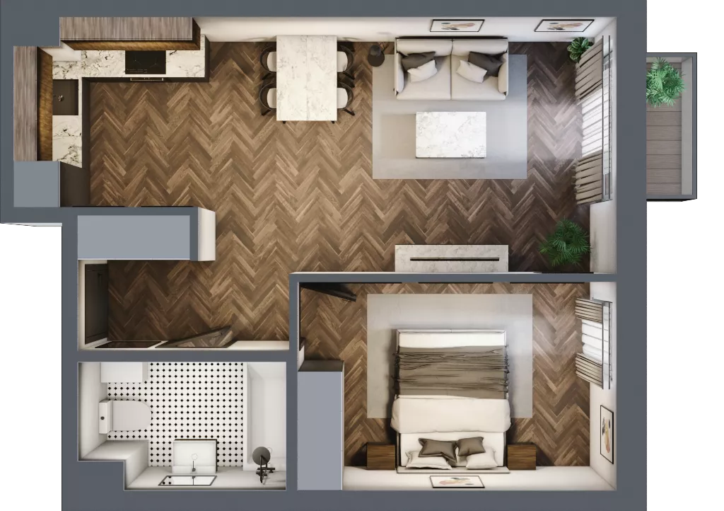 2 pokoje, mieszkanie 43,57 m², piętro 2, oferta nr B21, Augustówka Residence, Warszawa, Mokotów, Augustówka, ul. Kostrzyńska 18