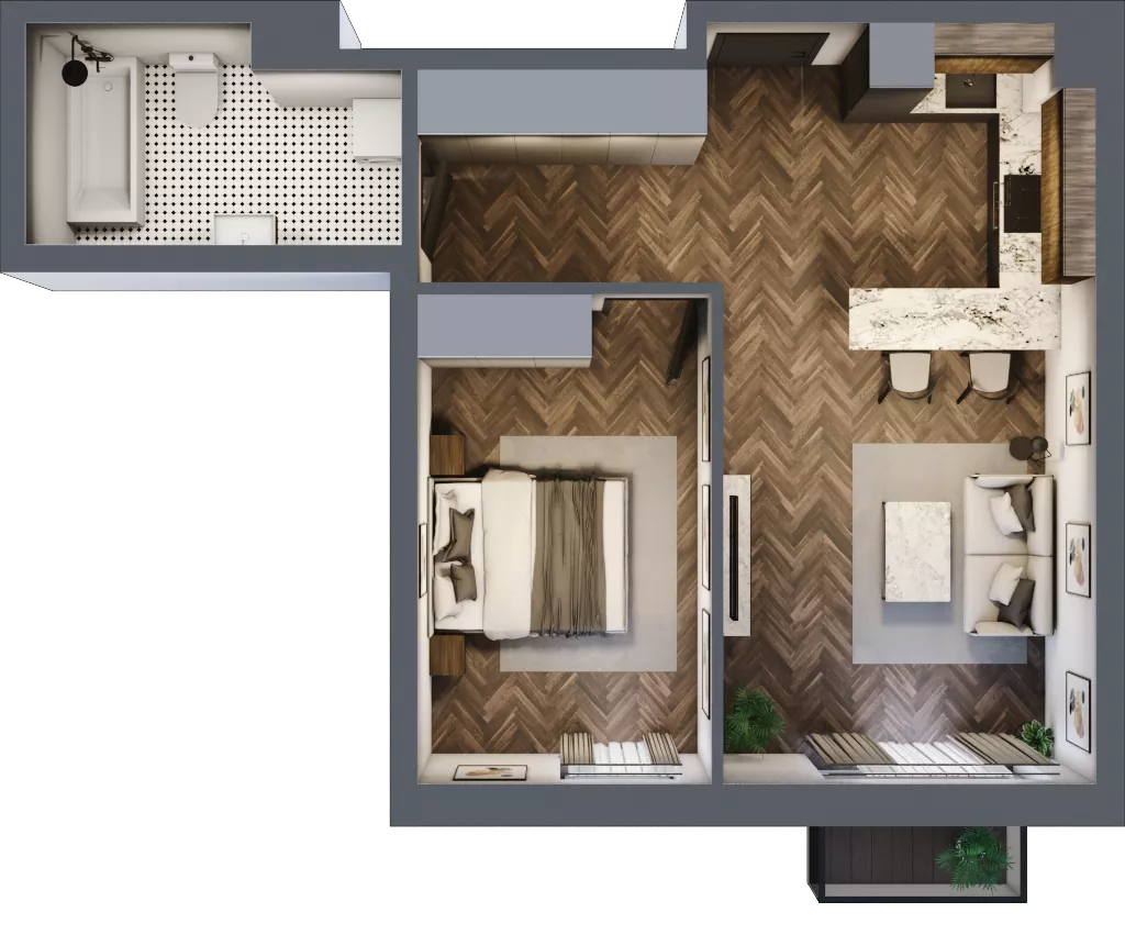 2 pokoje, mieszkanie 48,14 m², piętro 2, oferta nr B22, Augustówka Residence, Warszawa, Mokotów, Augustówka, ul. Kostrzyńska 18