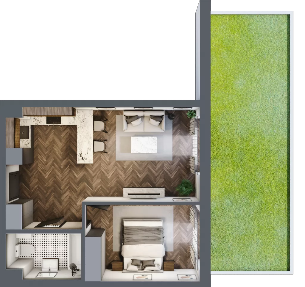 2 pokoje, mieszkanie 42,37 m², parter, oferta nr B23, Augustówka Residence, Warszawa, Mokotów, Augustówka, ul. Kostrzyńska 18