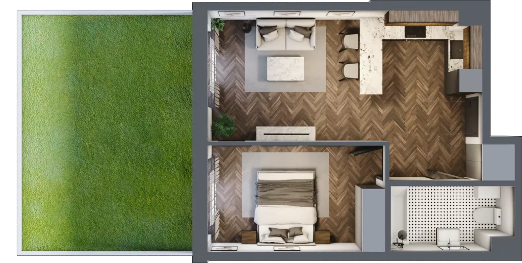 2 pokoje, mieszkanie 43,67 m², parter, oferta nr B25, Augustówka Residence, Warszawa, Mokotów, Augustówka, ul. Kostrzyńska 18