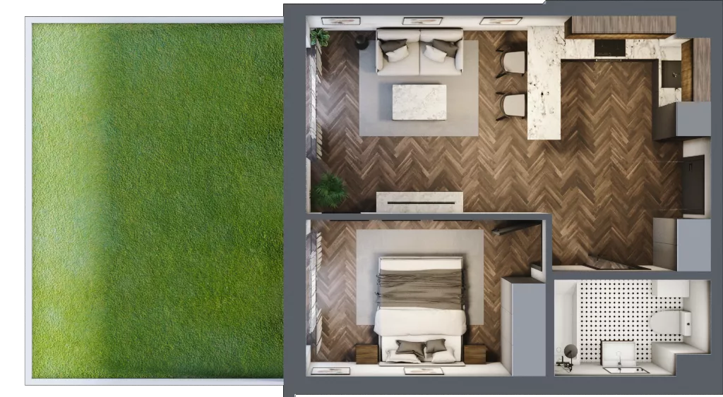 2 pokoje, mieszkanie 42,12 m², parter, oferta nr B27, Augustówka Residence, Warszawa, Mokotów, Augustówka, ul. Kostrzyńska 18