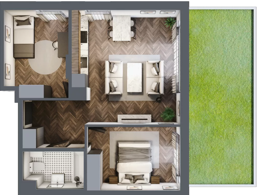 3 pokoje, mieszkanie 56,24 m², parter, oferta nr B29, Augustówka Residence, Warszawa, Mokotów, Augustówka, ul. Kostrzyńska 18