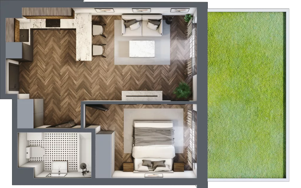2 pokoje, mieszkanie 40,79 m², parter, oferta nr B30, Augustówka Residence, Warszawa, Mokotów, Augustówka, ul. Kostrzyńska 18