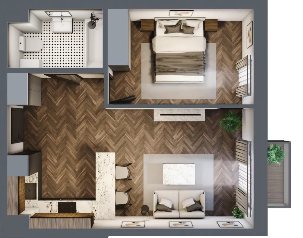 2 pokoje, mieszkanie 42,12 m², piętro 1, oferta nr B31, Augustówka Residence, Warszawa, Mokotów, Augustówka, ul. Kostrzyńska 18