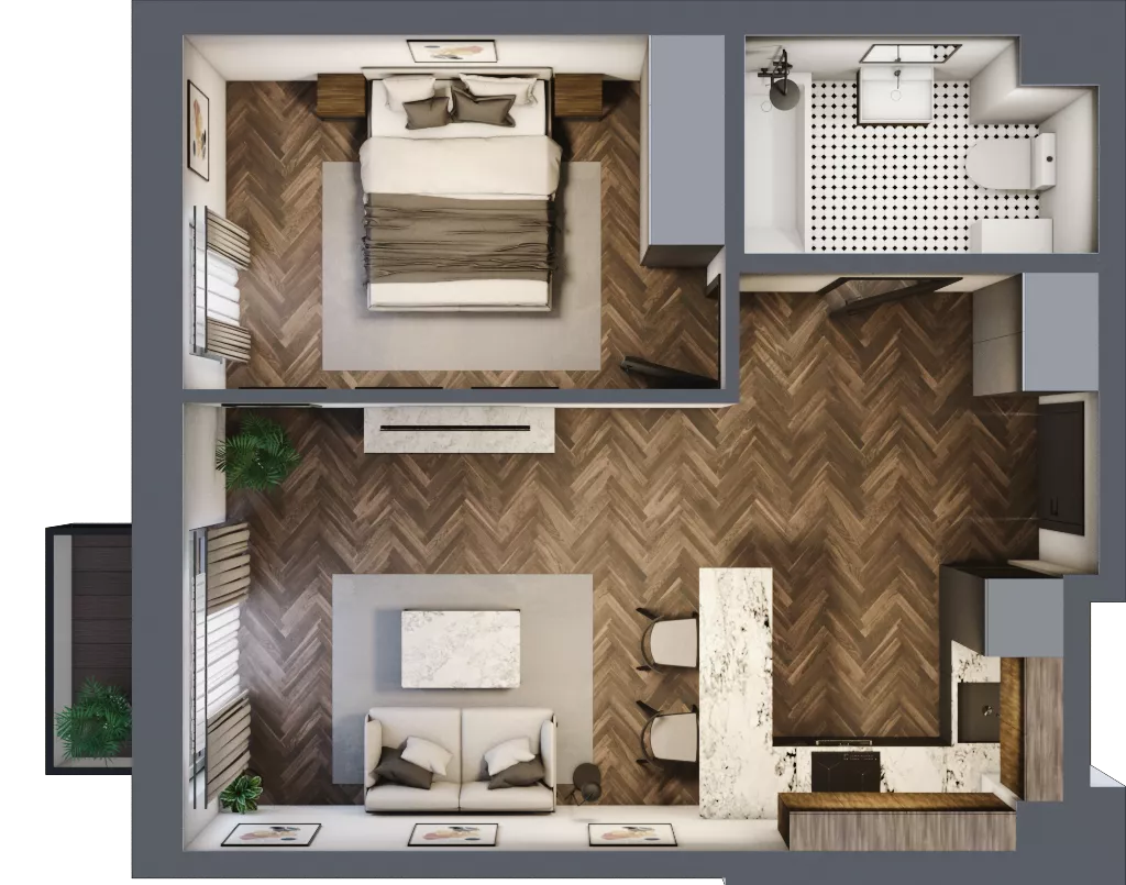 2 pokoje, mieszkanie 41,64 m², piętro 1, oferta nr B34, Augustówka Residence, Warszawa, Mokotów, Augustówka, ul. Kostrzyńska 18