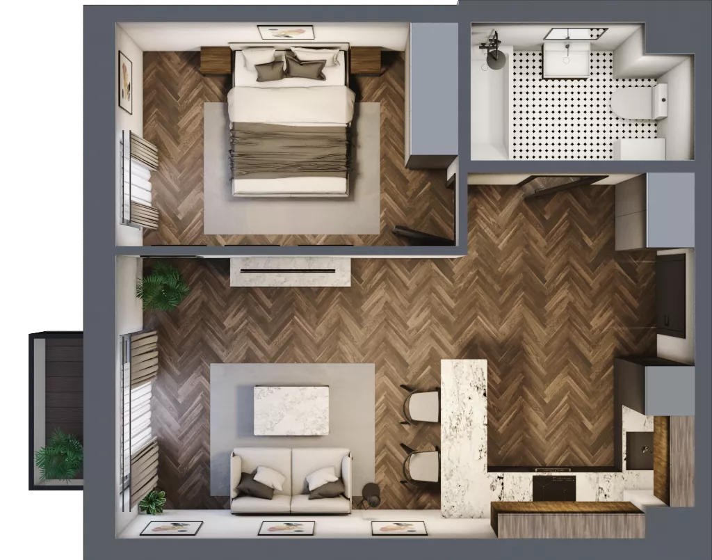 2 pokoje, mieszkanie 42,12 m², piętro 1, oferta nr B36, Augustówka Residence, Warszawa, Mokotów, Augustówka, ul. Kostrzyńska 18