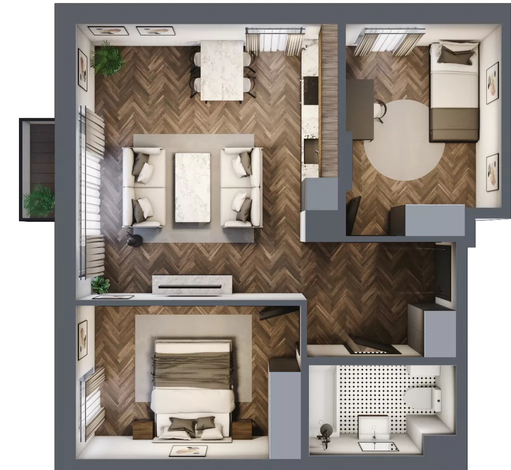 3 pokoje, mieszkanie 56,27 m², piętro 1, oferta nr B37, Augustówka Residence, Warszawa, Mokotów, Augustówka, ul. Kostrzyńska 18