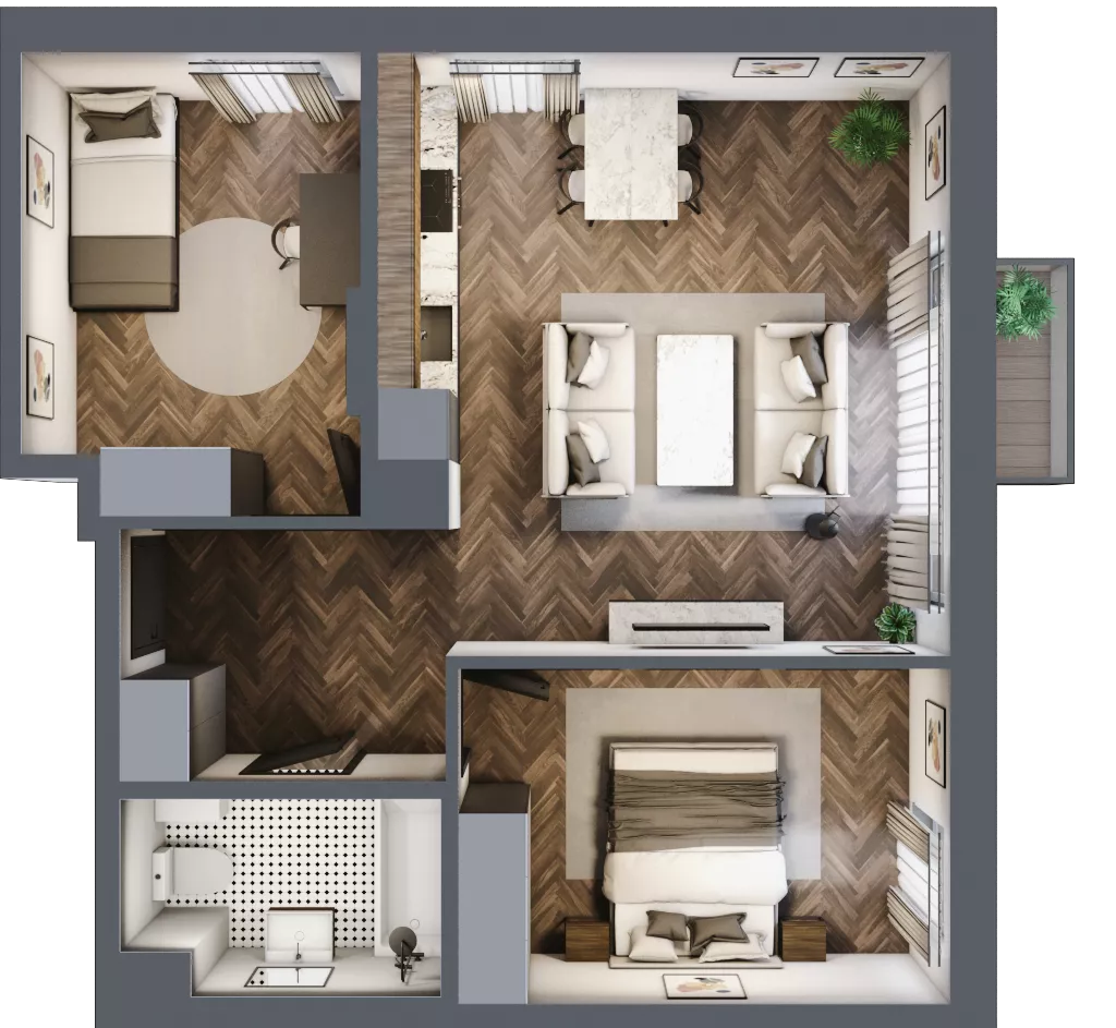 3 pokoje, mieszkanie 56,27 m², piętro 1, oferta nr B38, Augustówka Residence, Warszawa, Mokotów, Augustówka, ul. Kostrzyńska 18