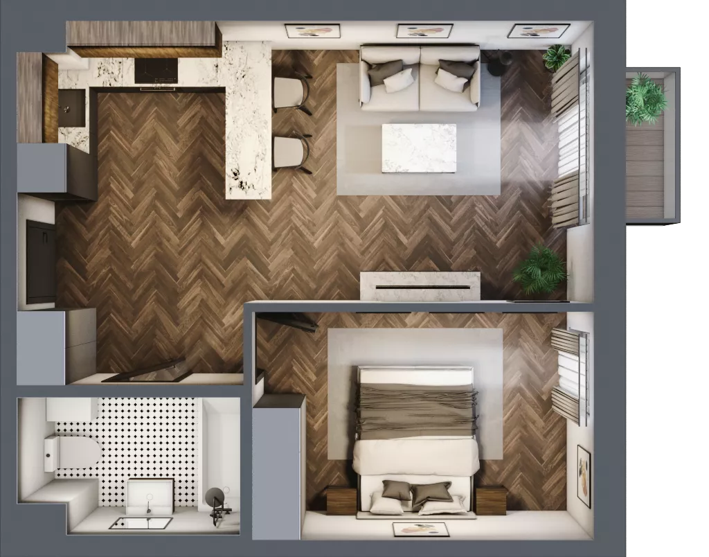 2 pokoje, mieszkanie 42,37 m², piętro 2, oferta nr B40, Augustówka Residence, Warszawa, Mokotów, Augustówka, ul. Kostrzyńska 18