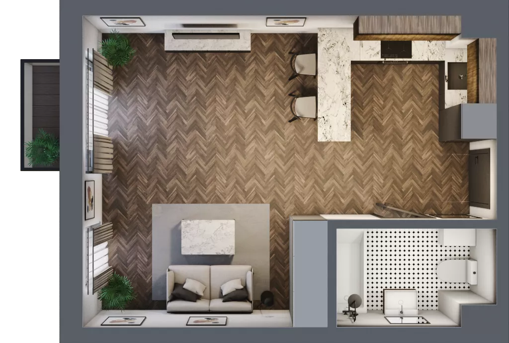 1 pokój, mieszkanie 35,88 m², piętro 2, oferta nr B44, Augustówka Residence, Warszawa, Mokotów, Augustówka, ul. Kostrzyńska 18