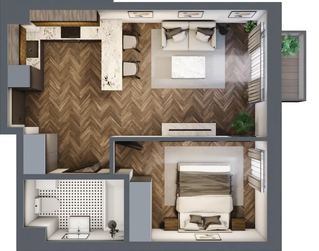 2 pokoje, mieszkanie 40,79 m², piętro 2, oferta nr B48, Augustówka Residence, Warszawa, Mokotów, Augustówka, ul. Kostrzyńska 18