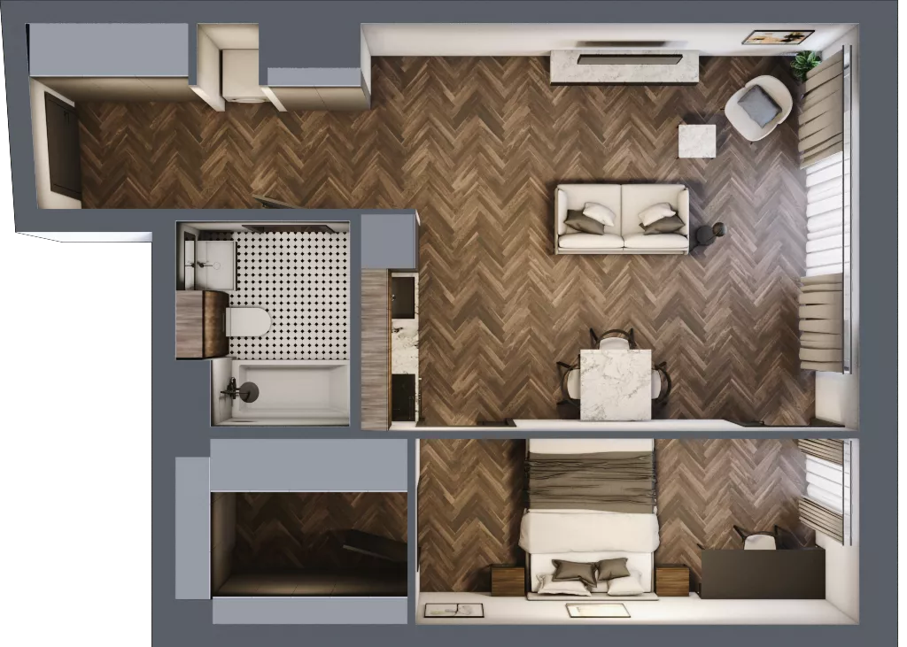 2 pokoje, apartament 52,48 m², piętro 1, oferta nr M06, Apartamenty Orkana, Warszawa, Mokotów, Ksawerów, ul. Orkana 12