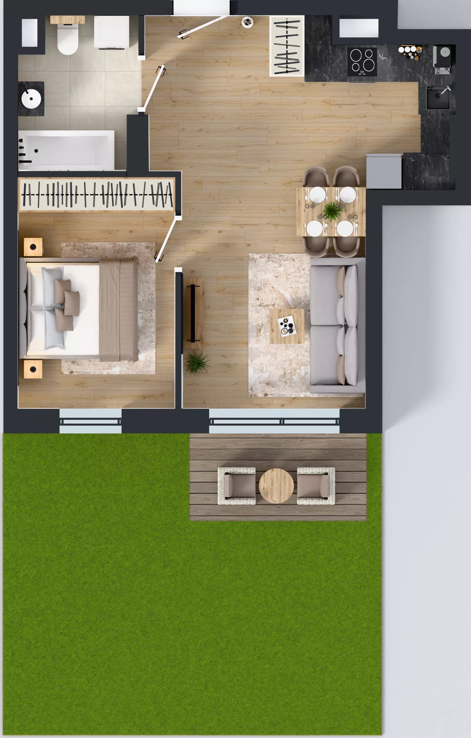 2 pokoje, mieszkanie 42,64 m², parter, oferta nr 1.A.0.02, Murapol Forum, Łódź, Śródmieście, ul. Targowa