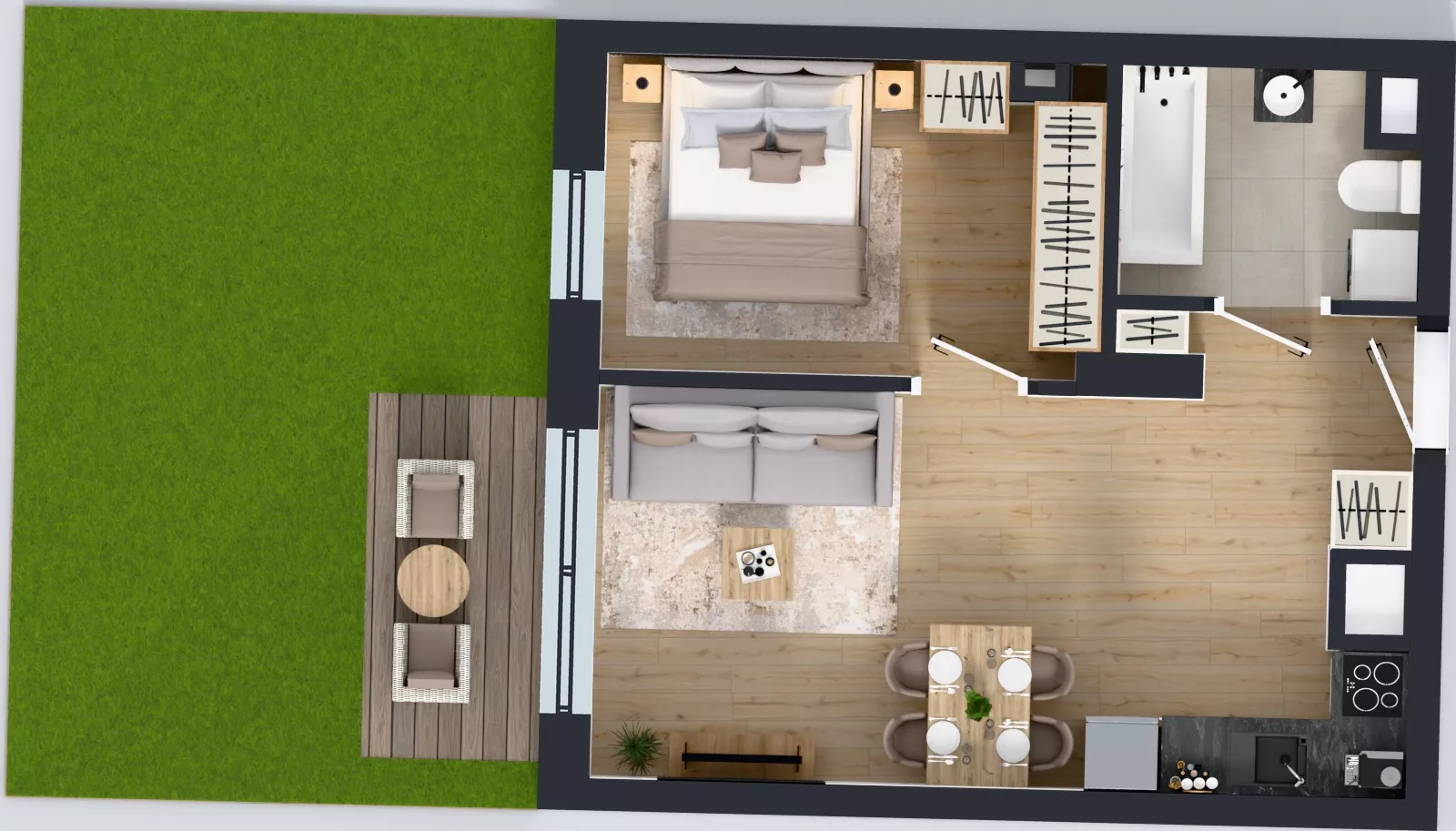 2 pokoje, mieszkanie 38,52 m², parter, oferta nr 1.C.0.01, Murapol Forum, Łódź, Śródmieście, ul. Targowa