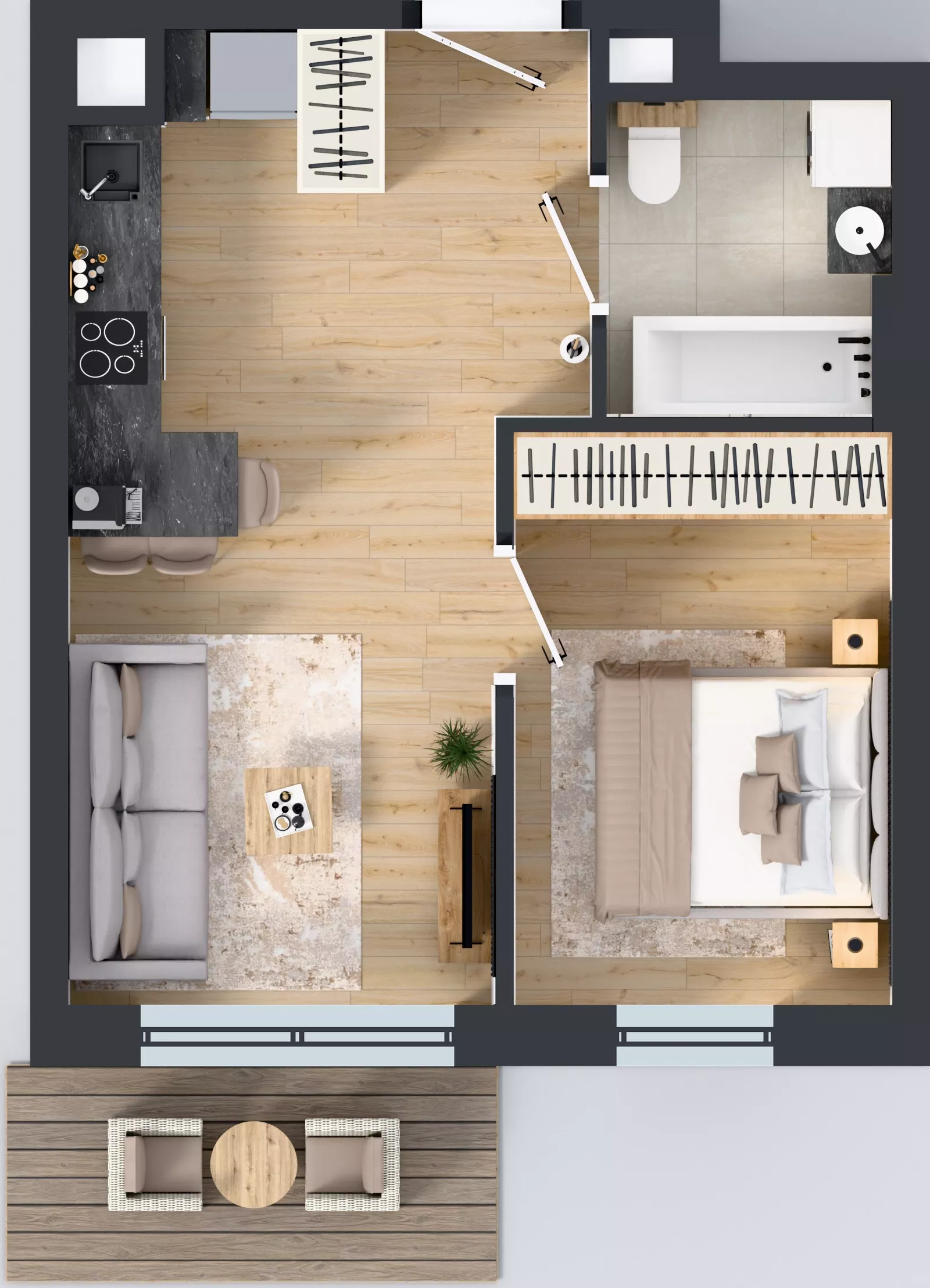 2 pokoje, mieszkanie 36,51 m², piętro 1, oferta nr 1.A.1.09, Murapol Forum, Łódź, Śródmieście, ul. Targowa