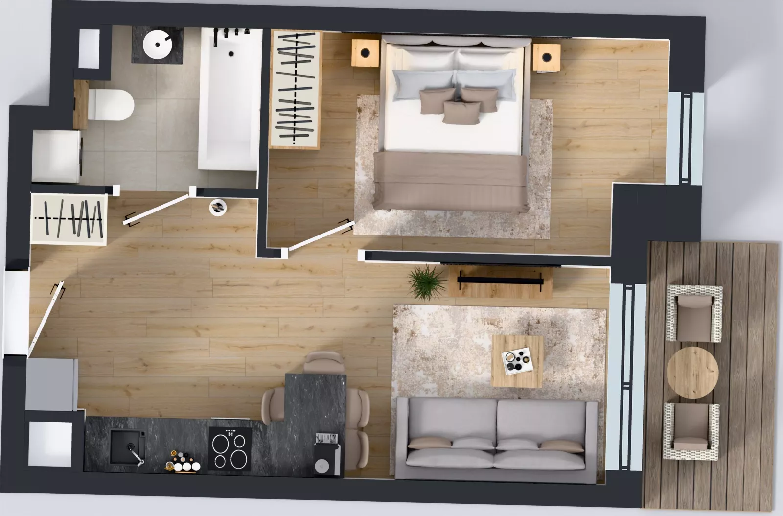 2 pokoje, mieszkanie 34,21 m², piętro 1, oferta nr 1.B.1.09, Murapol Forum, Łódź, Śródmieście, ul. Targowa