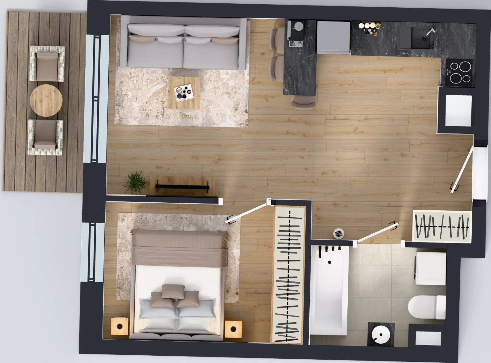 2 pokoje, mieszkanie 38,38 m², piętro 1, oferta nr 1.C.1.01, Murapol Forum, Łódź, Śródmieście, ul. Targowa