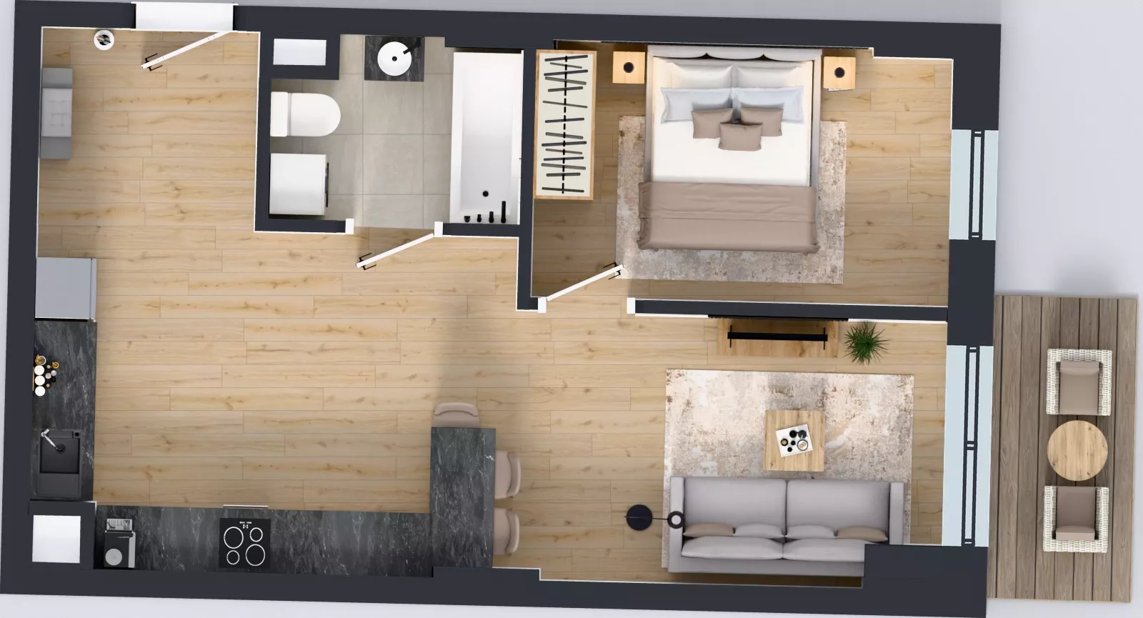 2 pokoje, mieszkanie 47,15 m², piętro 1, oferta nr 1.C.1.08, Murapol Forum, Łódź, Śródmieście, ul. Targowa
