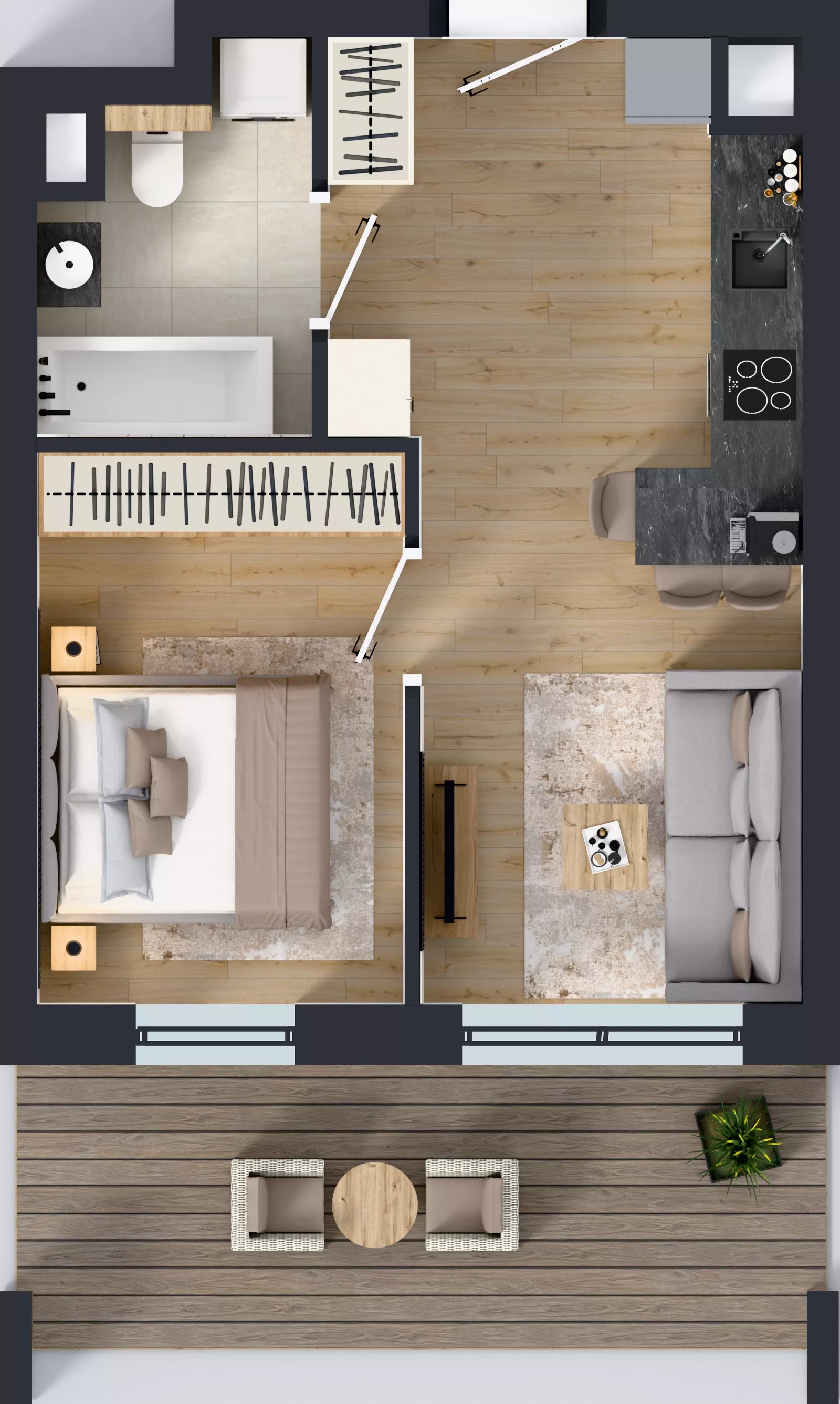 2 pokoje, mieszkanie 34,48 m², piętro 1, oferta nr 1.D.1.03, Murapol Forum, Łódź, Śródmieście, ul. Targowa