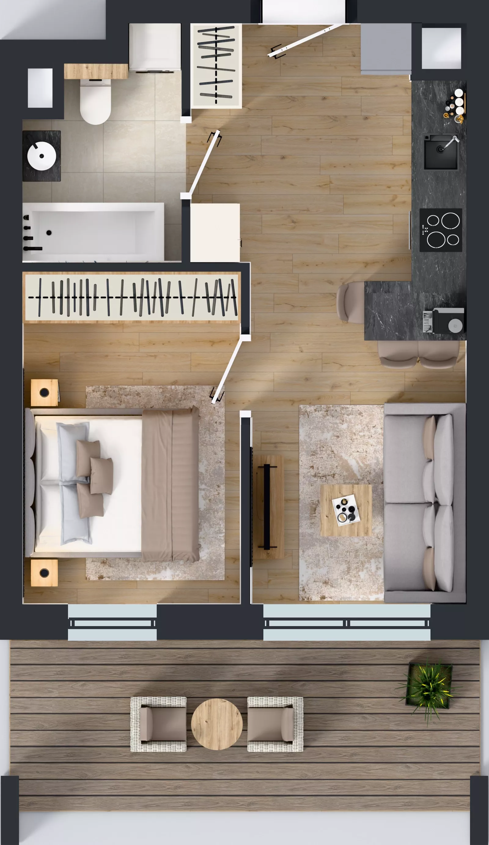 2 pokoje, mieszkanie 33,12 m², piętro 1, oferta nr 1.D.1.04, Murapol Forum, Łódź, Śródmieście, ul. Targowa