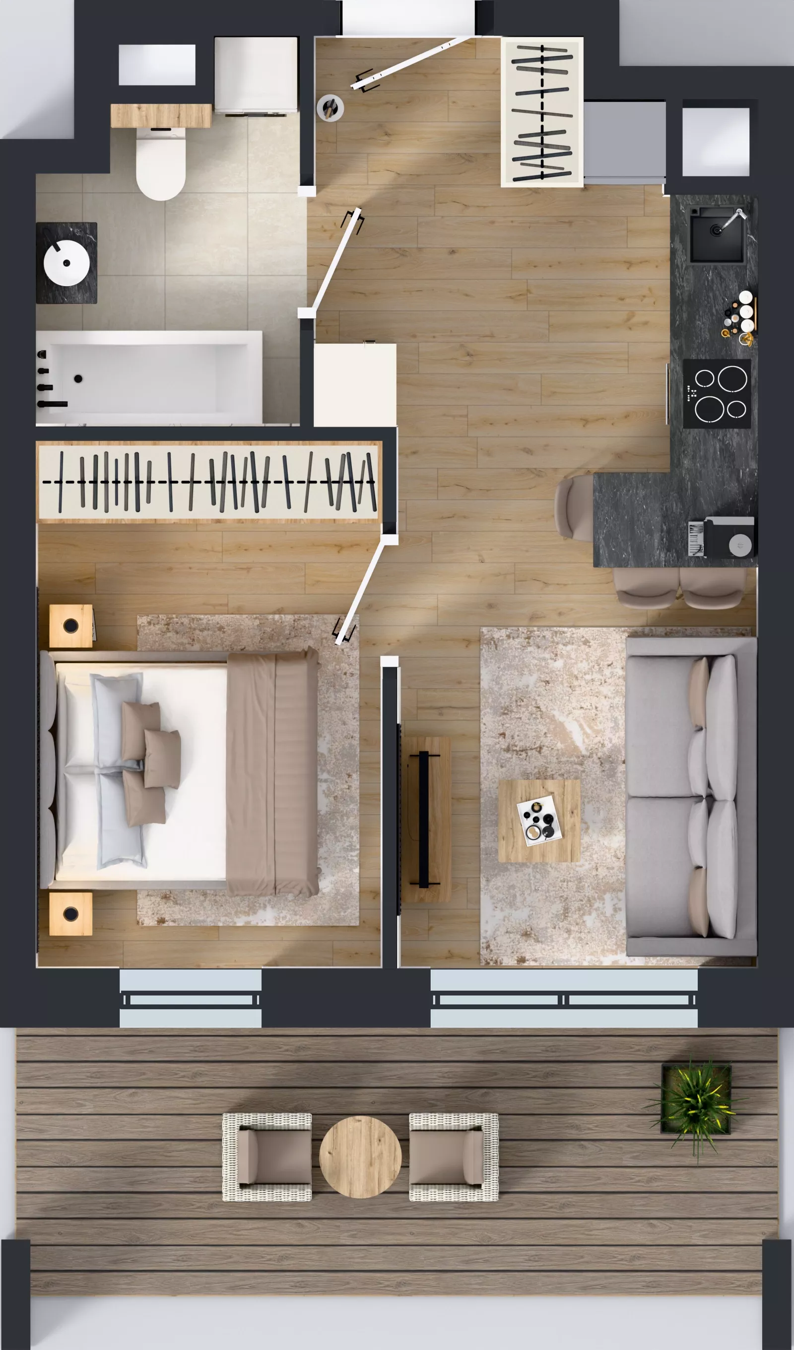 2 pokoje, mieszkanie 33,16 m², piętro 1, oferta nr 1.D.1.06, Murapol Forum, Łódź, Śródmieście, ul. Targowa