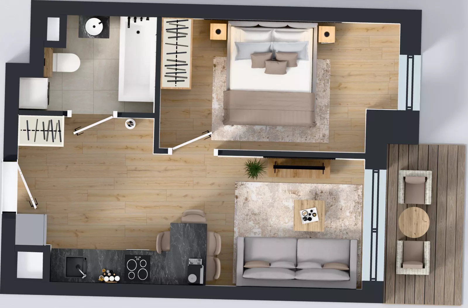 2 pokoje, mieszkanie 34,21 m², piętro 2, oferta nr 1.B.2.09, Murapol Forum, Łódź, Śródmieście, ul. Targowa