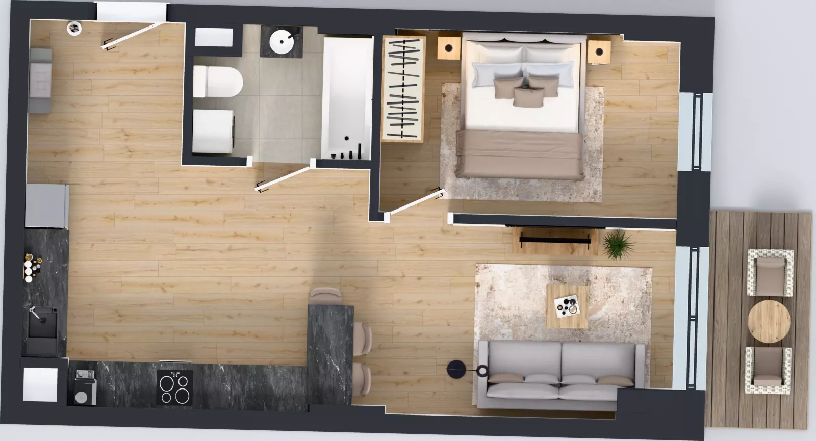 2 pokoje, mieszkanie 47,15 m², piętro 3, oferta nr 1.C.3.08, Murapol Forum, Łódź, Śródmieście, ul. Targowa