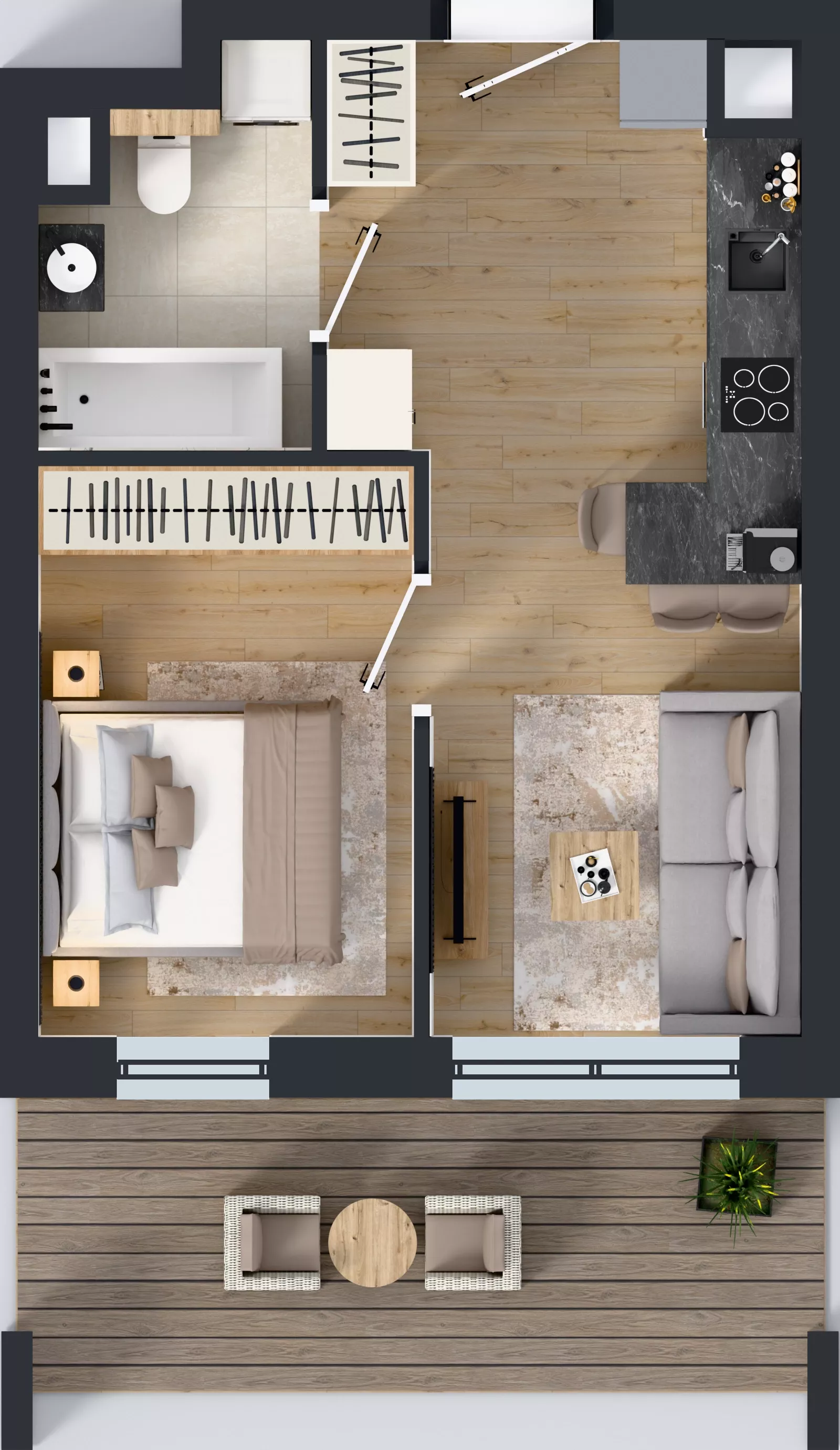 2 pokoje, mieszkanie 33,09 m², piętro 3, oferta nr 1.D.3.04, Murapol Forum, Łódź, Śródmieście, ul. Targowa