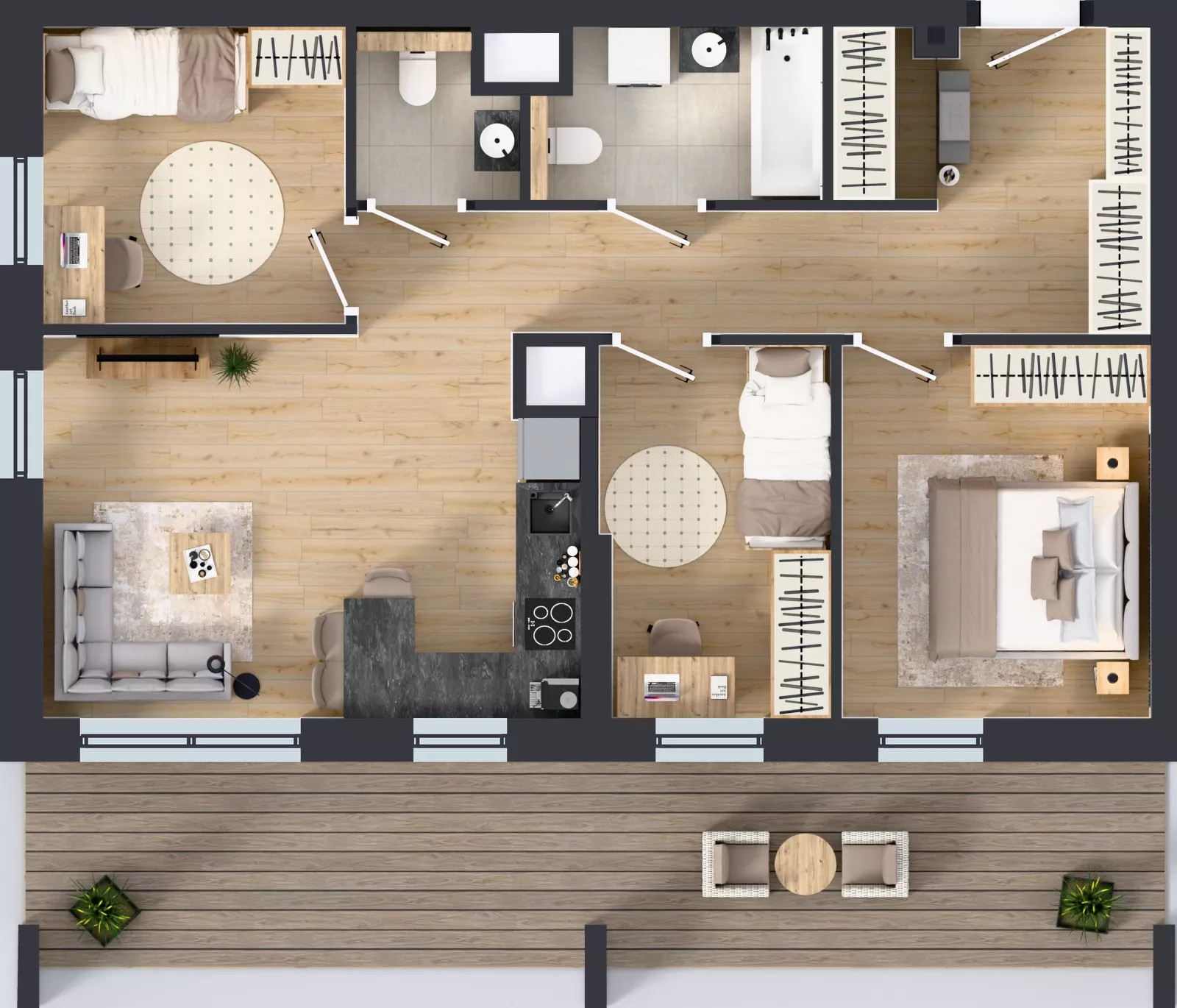 4 pokoje, mieszkanie 69,46 m², piętro 3, oferta nr 1.D.3.07, Murapol Forum, Łódź, Śródmieście, ul. Targowa