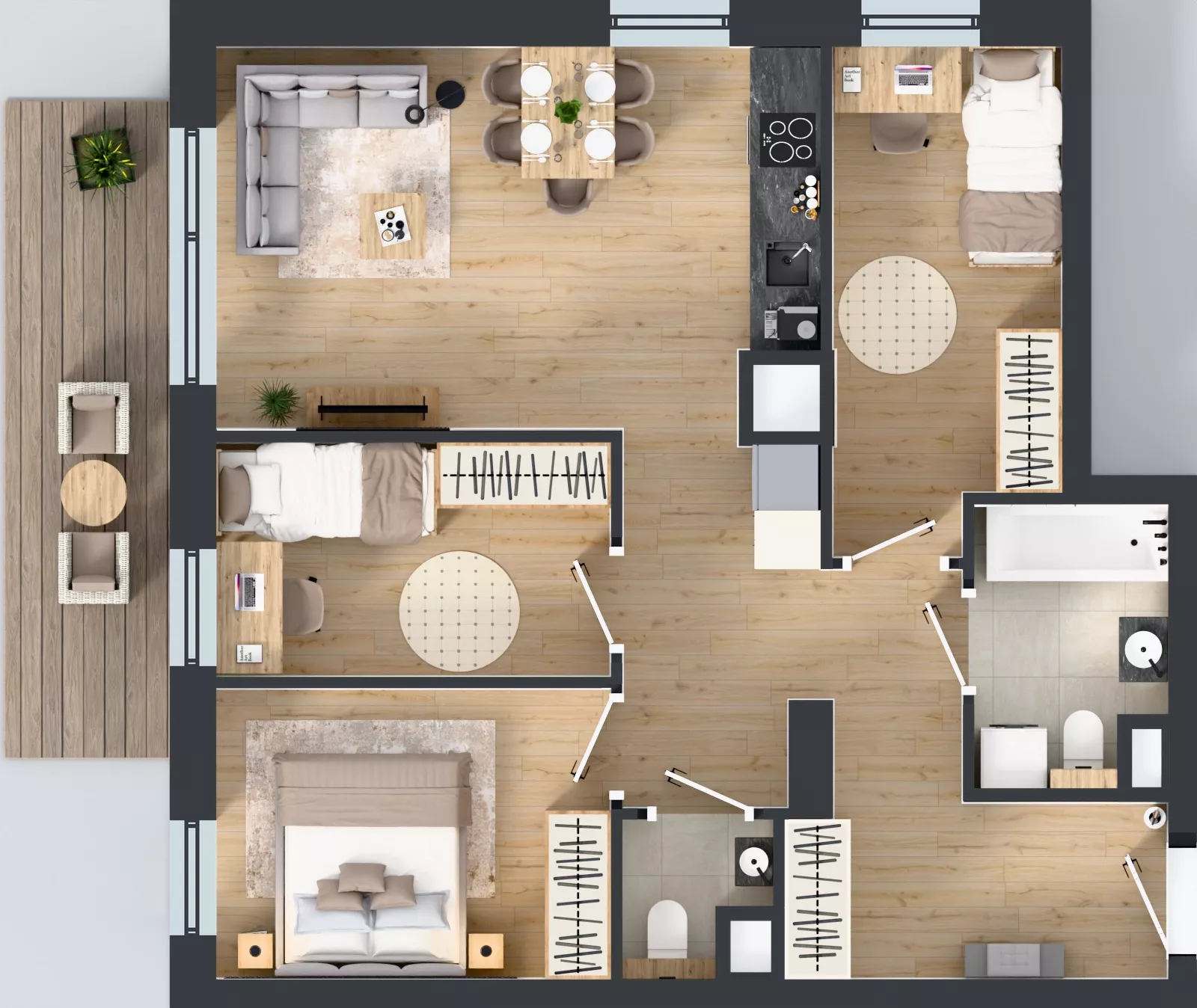 4 pokoje, mieszkanie 66,07 m², piętro 3, oferta nr 1.D.3.08, Murapol Forum, Łódź, Śródmieście, ul. Targowa