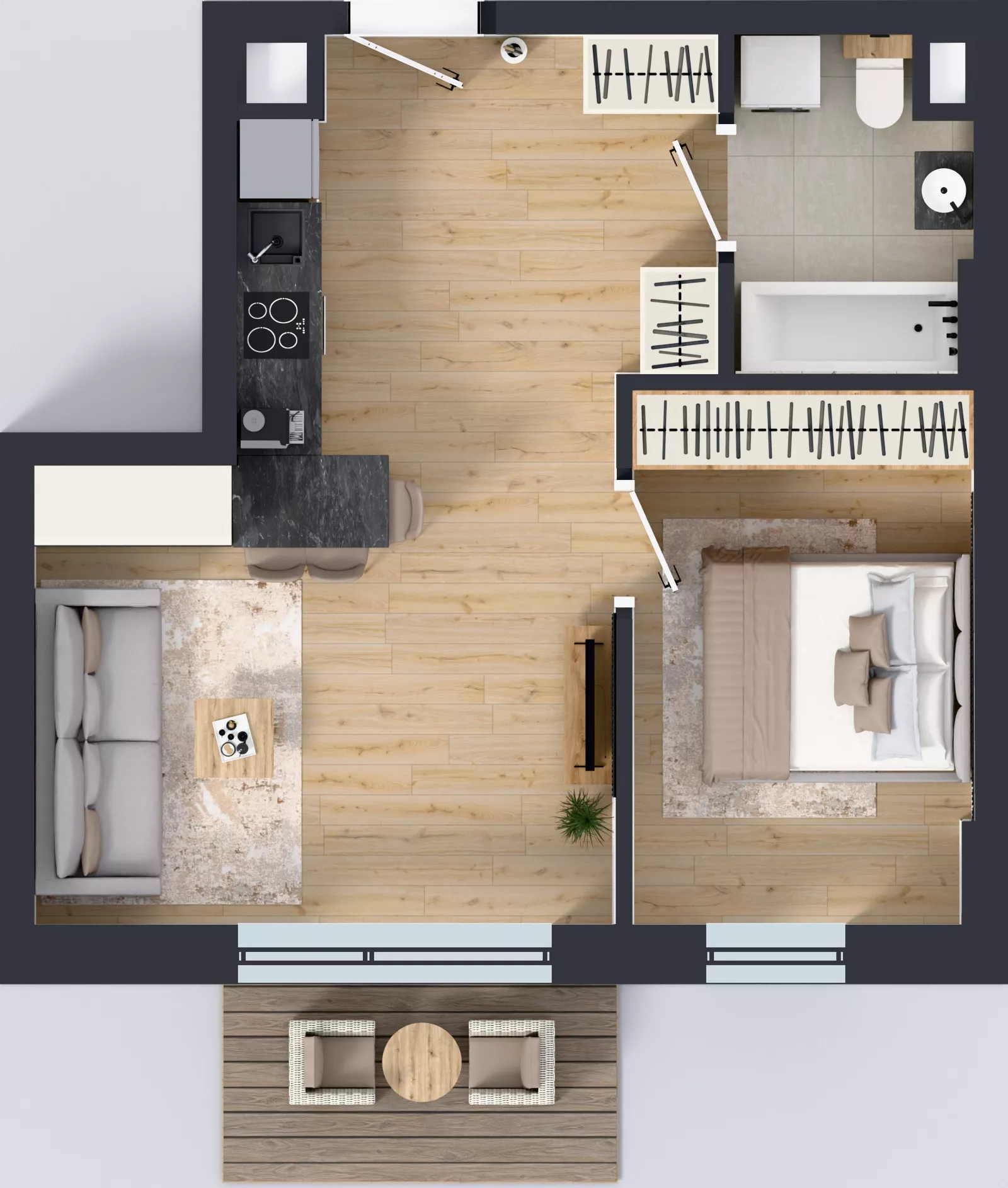 2 pokoje, mieszkanie 41,76 m², piętro 4, oferta nr 1.A.4.04, Murapol Forum, Łódź, Śródmieście, ul. Targowa