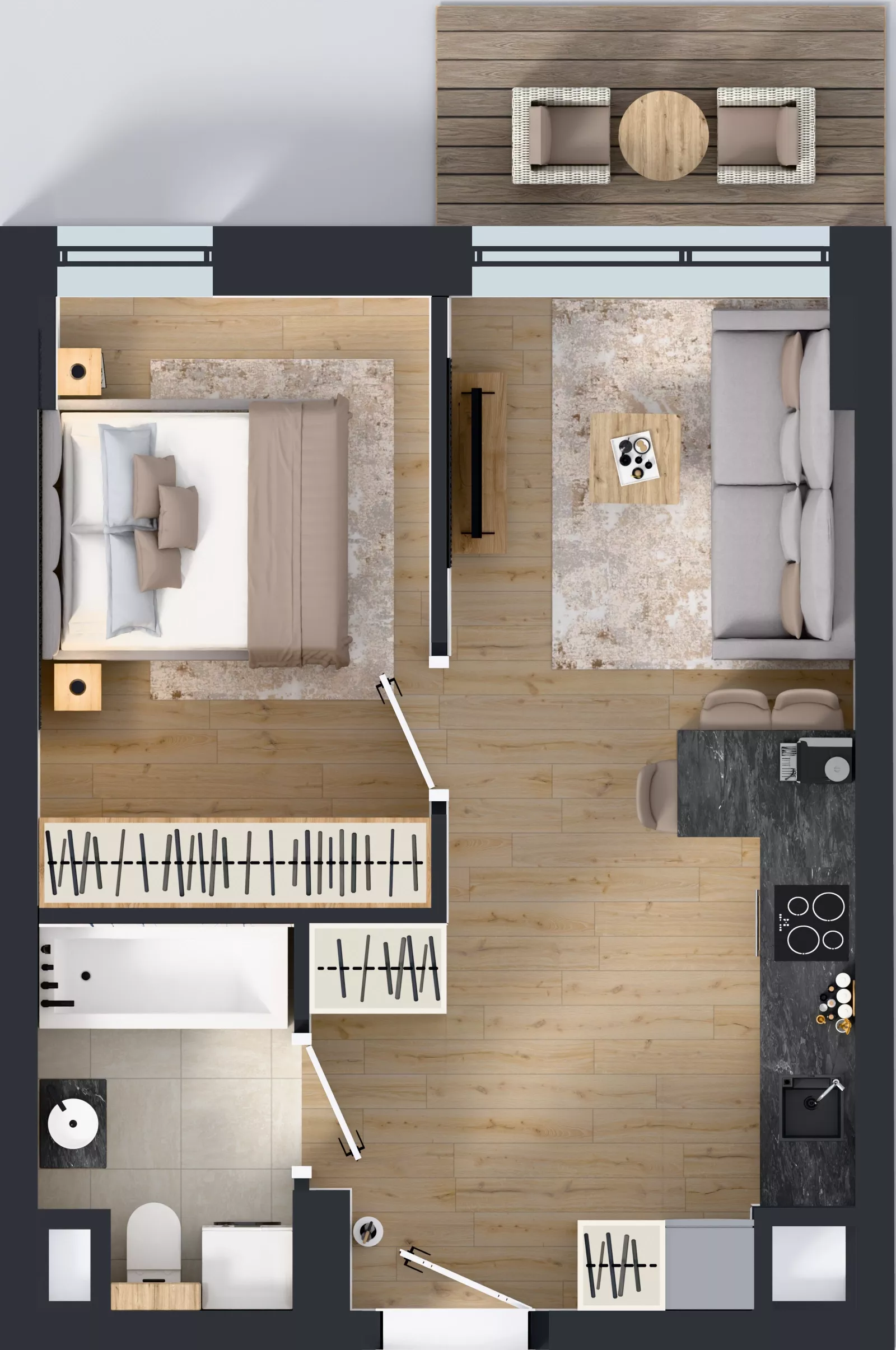 1 pokój, mieszkanie 35,20 m², piętro 4, oferta nr 1.D.4.10, Murapol Forum, Łódź, Śródmieście, ul. Targowa