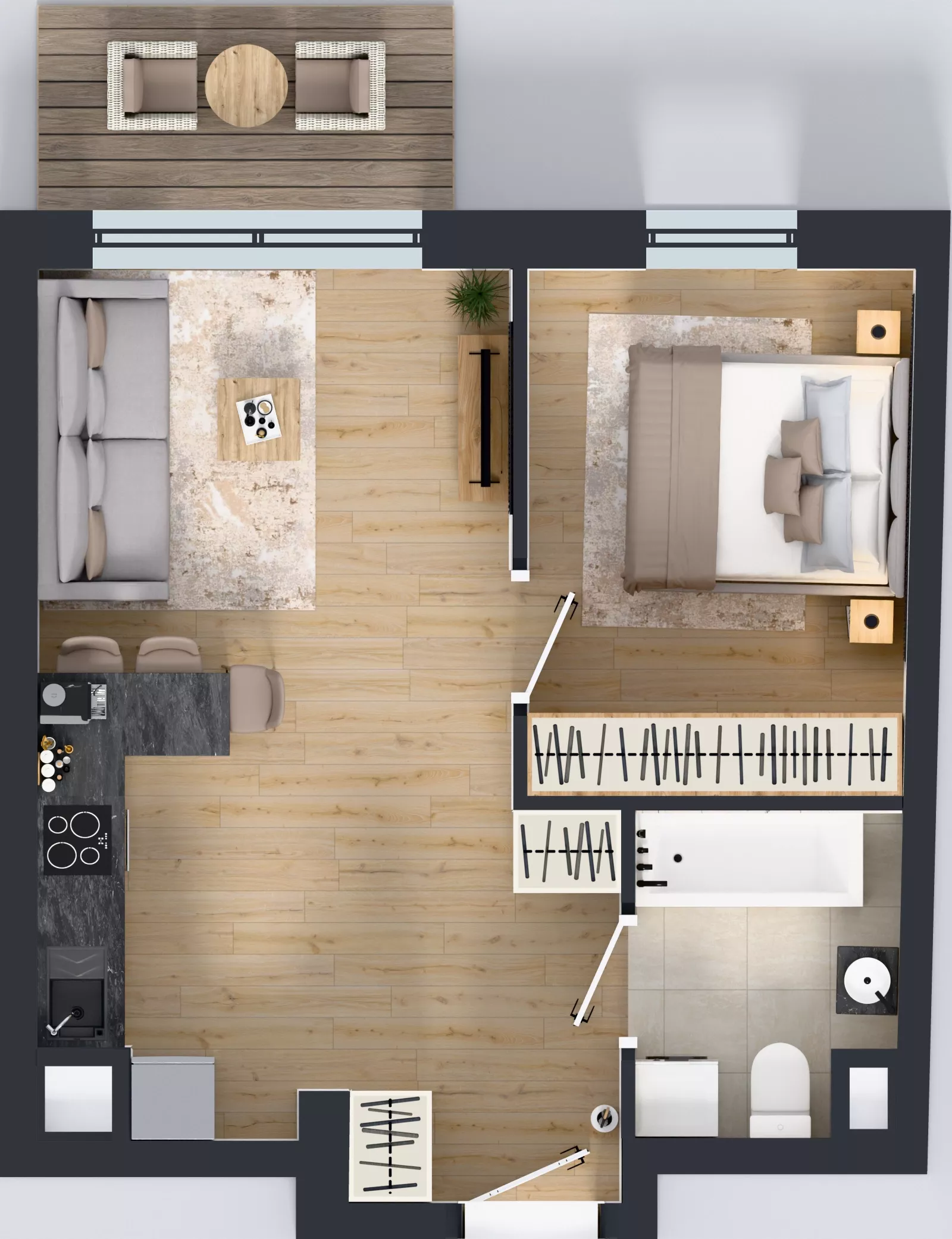 1 pokój, mieszkanie 39,08 m², piętro 4, oferta nr 1.D.4.11, Murapol Forum, Łódź, Śródmieście, ul. Targowa