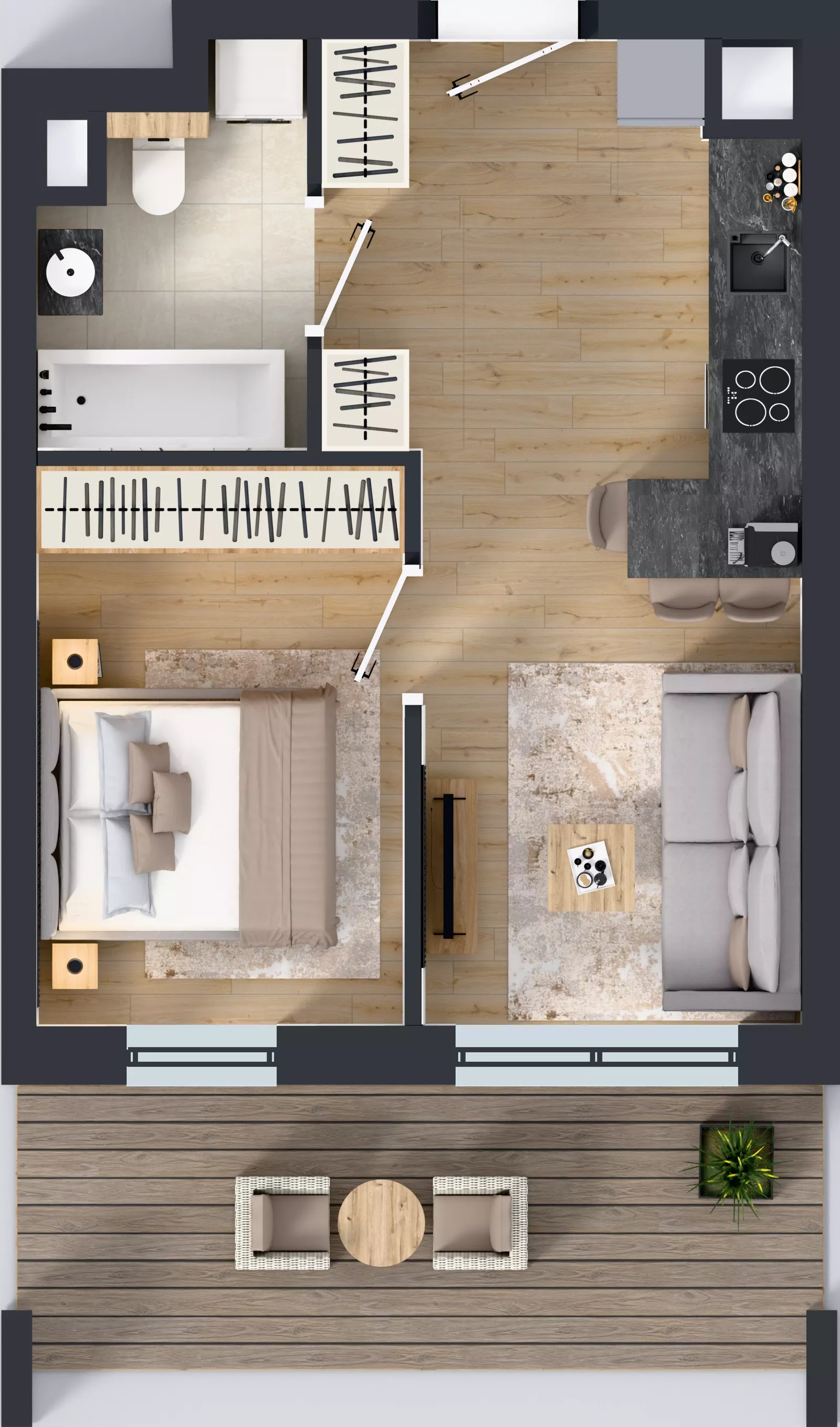 2 pokoje, mieszkanie 33,77 m², piętro 5, oferta nr 1.D.5.05, Murapol Forum, Łódź, Śródmieście, ul. Targowa