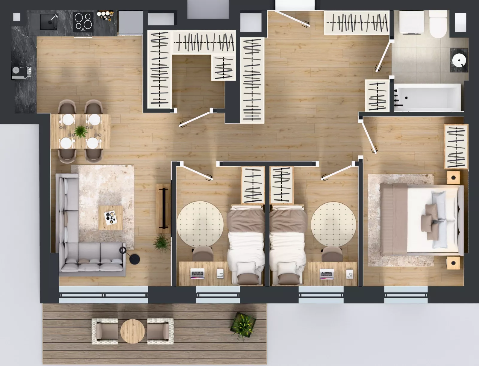 4 pokoje, mieszkanie 67,20 m², piętro 6, oferta nr 1.A.6.04, Murapol Forum, Łódź, Śródmieście, ul. Targowa