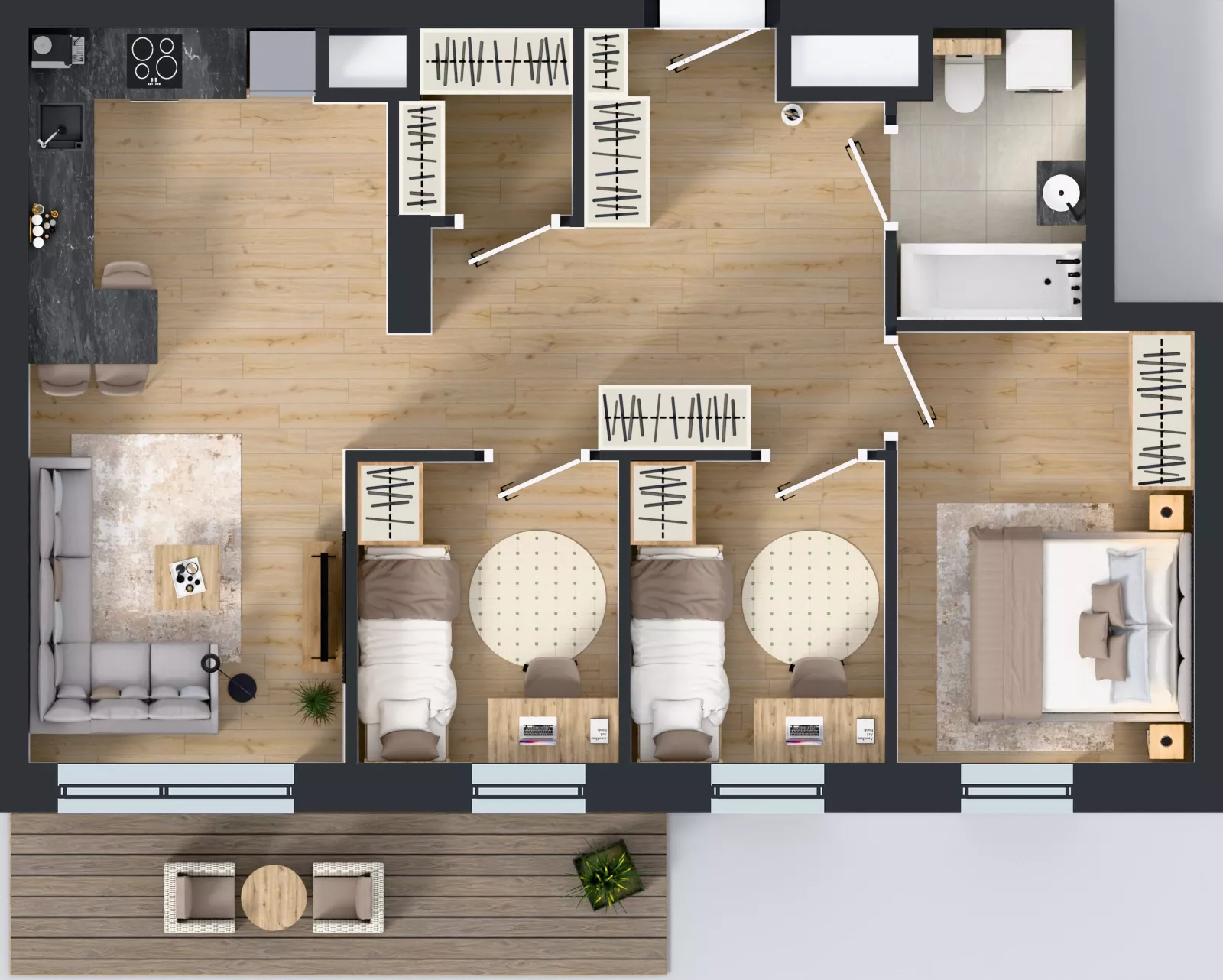 4 pokoje, mieszkanie 65,93 m², piętro 6, oferta nr 1.A.6.05, Murapol Forum, Łódź, Śródmieście, ul. Targowa
