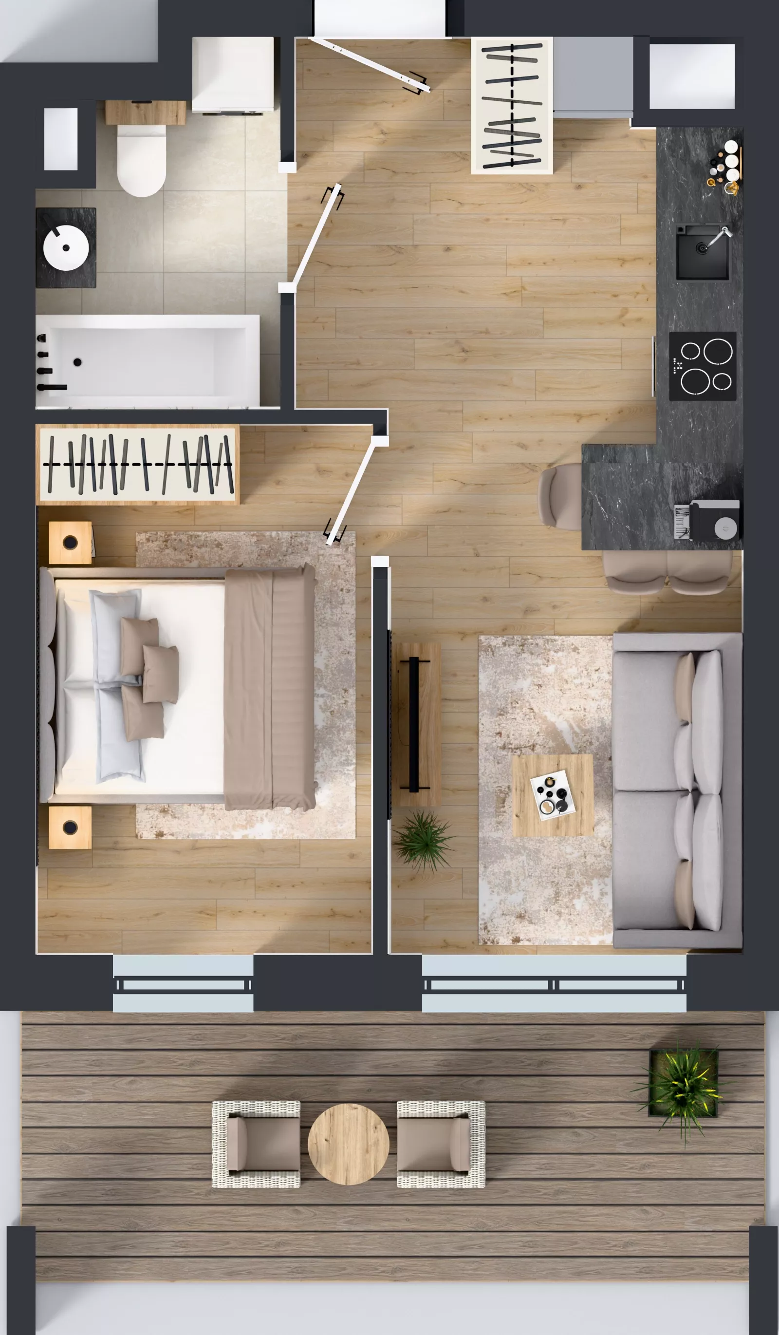 2 pokoje, mieszkanie 33,79 m², piętro 6, oferta nr 1.D.6.05, Murapol Forum, Łódź, Śródmieście, ul. Targowa